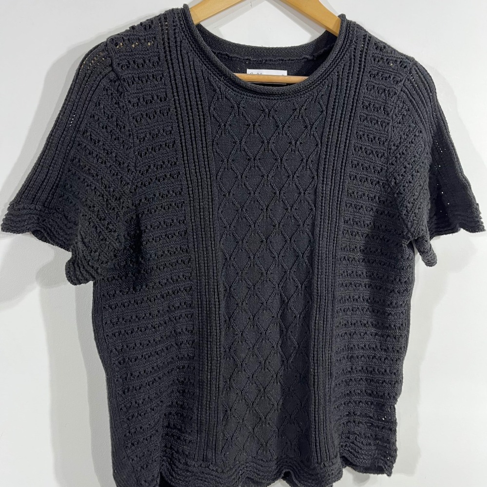 Croft & Barrow Fisherman Preppy Granola Knit Scallop Hem Sweater Medium Boho